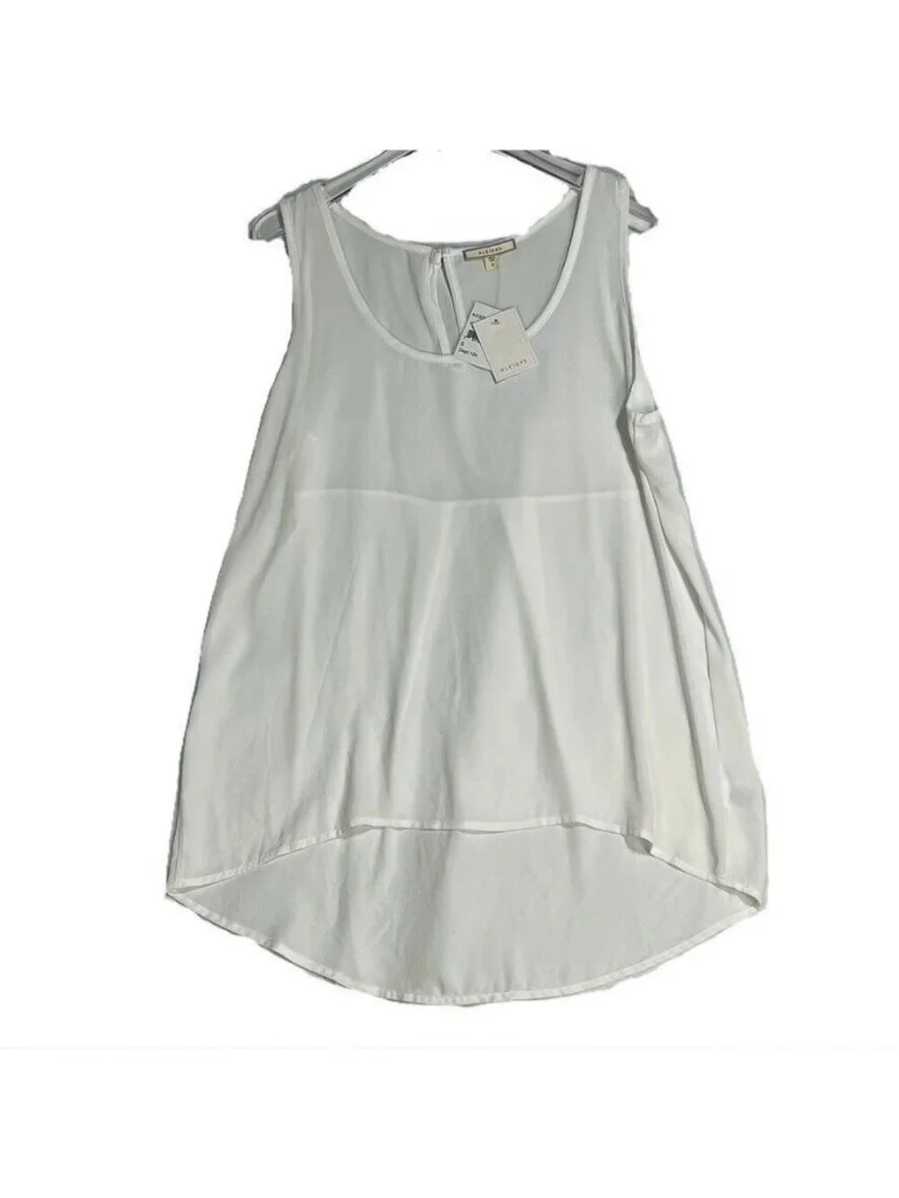 Pleione Womens White Sleeveless High-Low Blouse Small 100% Polyester Made In USA